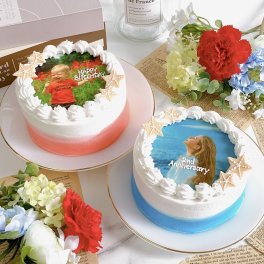 【選べる9色】海デザイン写真ケーキ【プリントケーキ】【センイルケーキ】【記念日に】4号5号6号