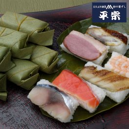 【奈良  柿の葉ずし総本家平宗】 柿の葉ずし6種詰合せ 奈良県産ヒノヒカリ使用【伝統の柿の葉寿司/文久元年創業 平宗】 食べ比べ　お祝いのお席に /郷土料理 日本食　贈答　お礼　お祝い　お中元　お歳暮　寿司　柿の葉寿司　奈良名物　伝統料理　お土産　