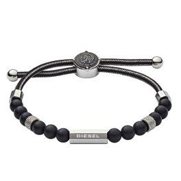 Diesel ディーゼル メンズ 父の日 シルバー ブラック ブレスレット 数珠 アクセサリー 男性 ブランド アクセ DX1151040 成人 卒業 入学