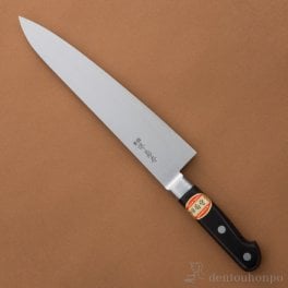 洋包丁 堺菊守 日本鋼（口金付） 牛刀 180mm 1本 名入れ彫刻無料 ( 敬老の日 プレゼント 実用的 切れ味 ナイフ 庖丁 人気 おすすめ 堺打刃物 結婚 出産 内祝い 引き出物 金婚式 誕生日プレゼント 還暦祝い 古希 喜寿 米寿 退職 定年 プレゼント お祝い お返し お礼 ) 