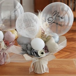 【開店祝い 結婚祝い】アレンジバルーン エレガントジョーゼットポピー【誕生日 開店祝い バルーン ドライフラワー 祝電 お祝い ギフト ナチュラル おしゃれ 名入れ メッセージ】