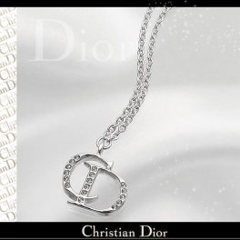 送料無料 クリスチャンディオール Christian Dior DCロゴ モチーフ ネックレス ペンダント シルバー×クリスタル