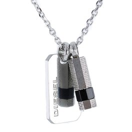 Diesel ディーゼル ユニセックス メンズ 父の日 レディース 母の日 プレート シルバー ネックレス アクセサリー ブランド アクセ DX1156040 ブランド カップル ユニセックス 男女 誕生日 プレゼント ギフト 成人 卒業 入学