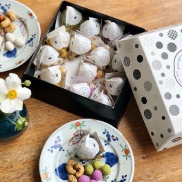 豆菓子16個入り おしゃれ 個包装 プチギフト【すえひろやっつまめ】退職 産休 御供 御挨拶 御礼 ギフトラッピング 手提げ袋 無料 手土産