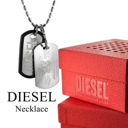ディーゼル DIESEL ネックレス ドッグタグ メンズ レディース ステンレス チェーン おしゃれ シルバー ブラック ユニセックス ブランド アクセサリー ギフト プレゼント 成人 卒業 入学