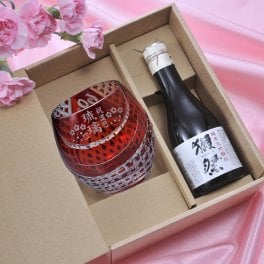 退職 異動 名入れ SXX 酒セット 切子 獺祭 純米大吟醸45 180ml & セミクリスタル 丸型ロックグラス ギフトBOX入り / プレゼント ギフト 退職 記念 誕生日 還暦 古希 喜寿 傘寿 早寿 長寿 祝い 赤 紺 紫 黄 選べるカラー