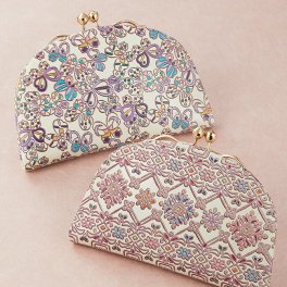 友禅文庫 天溝がま口[がま口財布 レディース がま口 口金 がまぐち レザー 革 財布 ウォレット 小さめ 小さい コンパクト 薄い かわいい おしゃれ 和柄 和風 デザイン 小銭入れ 小銭 お札 カード ミニ財布 小さい財布 小さな財布 姫路 文庫革]
