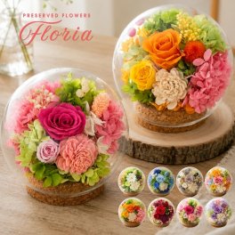 プリザーブドフラワー ギフト ガラスドーム 【フロリア】 誕生日プレゼント 母親 女友達 妻 両親 誕生日 メッセージカード サプライズ 誕生日ギフト お祝い 退職 卒業 出産 新築 プレゼント 結婚祝い 記念日 周年記念 結婚記念日 母の日 花