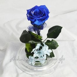 送料無料！プリザーブドフラワー★青いバラは「永遠」！ブルーローズ　枯れないお花プリザーブドフラワーを、クイックお届け！