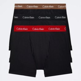 カルバンクライン：COTTON STRETCH ボクサーブリーフ 3PK (W：ブラック/ココアブラウン/ルージュ)[ボクサーパンツ/ 男性下着/ メンズインナー/人気ブランド/おすすめギフト/誕生日プレゼント/メンズファッション]