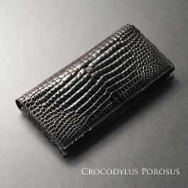 スモール クロコダイル 長財布 メンズ 無双仕立て シャイニング加工 一枚革 センター取り ブラック スモールクロコダイル 内側もスモールクロコダイル 安心 保証書 付き プレゼント ギフト 普段使い 父 ギフト (06001052-mens-1r) クリスマス バレンタイン 父の日 春財布 アクスタポーチ 推し活ケース 定年退職 バレンタイン 成人祝い