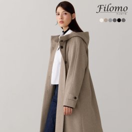 ロングコート フード付き レディース ロング丈 コート フード付きコート 冬 M L ウールタッチ 冬アウター ゆったり アウター ロング丈コート ラグラン 洗える Filomo フィローモ ブランド フーテッドコート ギフト プレゼント (08000222r) バレンタイン 成人祝い
