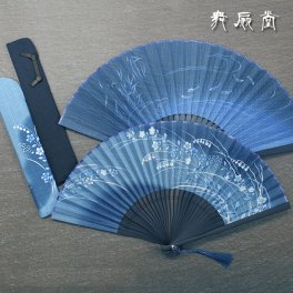 ★名入れ対応 ペアギフト 2本セット『【男女ぺあ扇子】藍乃祥＆藍乃町(ペア専用桐箱入り)』名入れ お揃い 結婚祝 おしゃれ 和風 プレゼント お祝 誕生日 記念日 お礼 日本土産 海外 周年記念