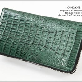 送料込 ゴダン 財布 長財布 GODANE ラウンドファスナー カイマン クロコダイル テール両面シングル　長財布 spcw8071cp A darkgreen ダークグリーン ワニ革 メンズ 春財布 クリスマス プレゼント