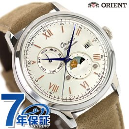 オリエント クラシック バンビーノ サンアンドムーン 75周年モデル 自動巻き 腕時計 ブランド メンズ 数量限定モデル 替えベルト ORIENT CLASSIC RN-AK0808S アナログ ホワイト ベージュ 白 おしゃれ 防水 文字盤 大きい プレゼント 男性 実用的