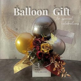 【華やかな赤薔薇とゴールドのバルーンギフト】名入れ可能 開店祝い 開業祝い 結婚祝い 誕生日 記念日 退職祝い 結婚式 サプライズ プロポーズ ウェディング ウェルカムスペース 祝電 電報 バルーンギフト バルーン電報 プレゼント造花 人気 バルーン電報 バルーンフラワー バルーンアレンジメント 母の日