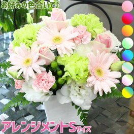 アレンジメント Ｓサイズ 生花 敬老の日 花 ギフト 誕生日 プレゼント アレンジ 生花 フラワーギフト ミニ コンパクト お手ごろ メッセージ 結婚祝 記念日 おススメ 笑顔 素敵 人気 評判 高評価 男性 女性 父 母 パパ ママ 友達 ■フラワーアレンジメントS■