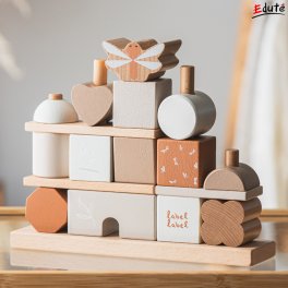 スタッキングブロックスハウス │ 知育玩具 木のおもちゃ 棒通し 18ヶ月 2歳 誕生日 ギフト プレゼント エデュテ