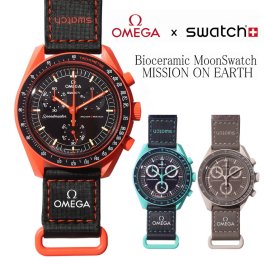 【ラッピング無料 正規品 オメガ スウォッチ】OMEGA Swatch MoonSwatch MISSION ON EARTH LAVA POLAR LIGHTS DESERT クオーツ腕時計 Bioceramic 42mm 3気圧防水 メンズ レディース ユニセックス ギフト プレゼント 時計