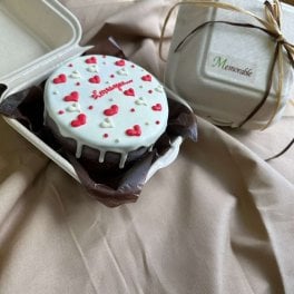 デザインが選べる濃厚チョコドリップランチボックスケーキ（ハート）3号 デコレーションケーキ