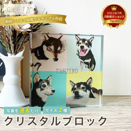 【クリスタルブロック】犬 名入れ 写真入り アクリルフォトパネル カップル ペット コラージュ 記念日 保存 ギフト プレゼント 思い出 恋人 彼氏 彼女 ペア お祝い オーダーメイド 写真ギフト メモリアル 贈り物 結婚祝い 開店祝い 引越祝い サプライズ ペアギフト インテリア 長期保存可 カスタムデザイン おしゃれ【c04】