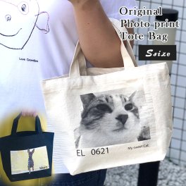 【送料無料】★名入れ コットン生成りトートバッグ（全2色/3サイズ)（洋）撮った写真をそのまま 最速 