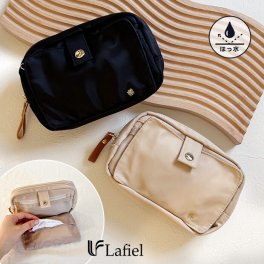 ティッシュケース 仕切りポーチ ポーチ レディース 仕切り Lafiel 撥水ナイロン調 スクエア型ポーチ 可愛い トレンド 使いやすい 整理 コスメ 化粧 コスメポーチ 軽い 旅行 旅行ポーチ ファスナー 黒 ティッシュ ポケット 収納 マチ広 きれいめ