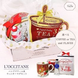 ロクシタン ハンドクリーム ギフト 人気 優れた保湿力が魅力 選べる ロクシタンハンドクリーム 30ｍｌ 人気 ウィンター マグカップ ギフトセット プレゼント クリスマス クリスマスプレゼント コーヒー または 紅茶 送料無料 オリジナルギフトセット フレーバーが選べる♪  冬のギフト 冬 お返し 妻・嫁 彼女 誕生日 誕生日プレゼント
