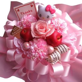 母の日 キティ 花束風 ギフト ラテ プリザーブドフラワー ケース付き キティ プレゼント・記念日の贈り物におすすめのフラワーギフト