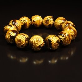 【誕生日におすすめ】 ［最強の金運を引き寄せる数珠］ 16mm 風水神 皇帝龍 タイガーアイ 虎目石 ブレスレット お守り効果 イベント zenryu4 父の日ギフト 男性ギフト ユニセックス 京海堂