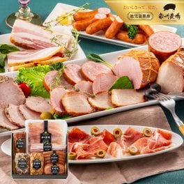鹿児島黒豚ギフト7点セット  /敬老の日/内祝/御礼/御祝/プレゼント/メッセージカード/日時指定/熨斗対応/ハムギフト/生ハム