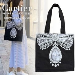 カルティエ トートバッグ 限定 Cartier V&A 美術館 カルティエ展 STOMACHER BROOCH トート メンズ レディース 大きめ A4 ブラック おしゃれ 普段使い プレゼント ギフト
