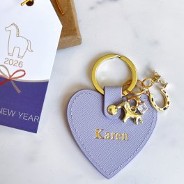 【名入れ】午年ラッキーチャーム本革キーリング　オーダーメイド　キーホルダー　馬　