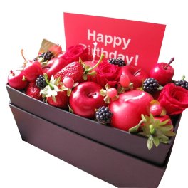 誕生日プレゼント ベリーいっぱい入り 花束風 フラワーギフト 箱を開けてサプライズ プリザーブドフラワー入り 横長ボックス 