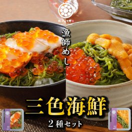 海鮮丼 ギフト プレゼント 【三色 海鮮 2種 セット】 三陸 アワビ イクラ ウニ メカブ 誕生日 贈答用 産地直送 送料無料 冷凍 ご飯のお供 お取り寄せ グルメ 高級 あわび いくら うに めかぶ ハレの日に三陸の海鮮