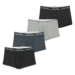 カルバンクライン Calvin Klein(CK) ボクサーパンツ ローライズ トランク 前閉じ 4枚組 ロゴ ストレッチ アンダーウェア 下着 NP2755O 021 メンズ ブラック+ブルー+グレー