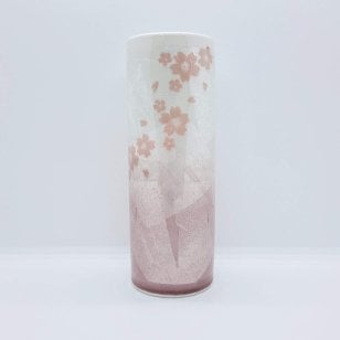 九谷焼6号寸胴花瓶／銀彩桜ピンク