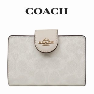 送料無料 コーチ COACH アウトレット 敬老の日 レディース 財布 二つ折り財布 CW786 IMXU5(ホワイト×チョーク) シグネチャー (プレゼント ブランド コンパクト 人気)