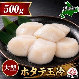 大型　冷凍ホタテ貝柱玉冷　Lサイズで500ｇ（10～12玉入り・刺身用）　海鮮ほたてお取り寄せ
