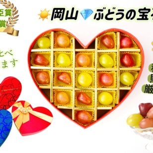 【予約】岡山県 ぶどう シャインマスカット クイーンニーナ マイハート 宝石箱 ハート形化粧箱 1箱18粒入り 食べ比べ 厳選秀品 大粒 プレゼント フルーツ