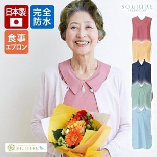 防水 食事用エプロン ハピエプ 洗える 着やすい 乾燥機可 食事 食事用 上品 高級感 おしゃれ オシャレ 華やか 高耐久 在宅介護 病院 介護施設 撥水 防水 カバー 介護 介護用品 介護用エプロン グリーン ローズ アプリコット サックス ネイビー エプロン