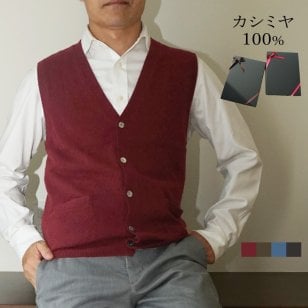 カシミアメンズ前開きベスト