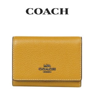 送料無料 コーチ COACH アウトレット 誕生日 レディース 財布 ミニ財布 CM238 QBMWQ(フラックス 2) イエロー (女性 プレゼント レザー 三つ折り財布 コンパクト）