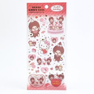 モンチッチ× ハローキティ クリアキャンディシール パーティー 文具 Sanrio