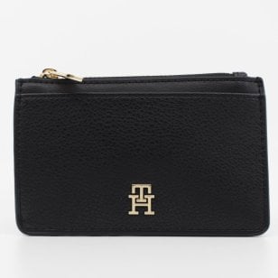 トミーヒルフィーガ　TOMMY HILFIGER　フラグメントケース　AW0AW18867 BDS　ブラック　PUレザー　TH ICON LONG CC HOLDER　ティーエイチ　アイコン　ロング　クレジットカード　ホルダー　コンパクト財布　ミニ財布　コインケース　カードケース　ヨーロッパライン