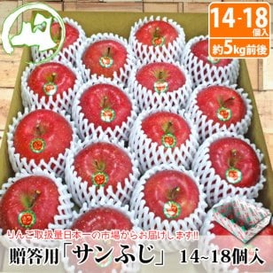 【贈答用】サンふじ　約5kg前後 14個～18個入【送料無料】 青森 りんご 14～18個入 お歳暮 贈答 青森 通販 青森りんご 贈答用 5kg
