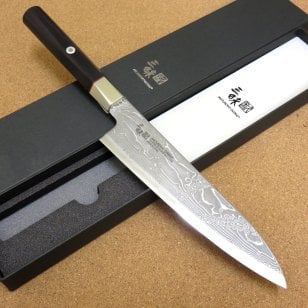【関の刃物】【牛刀 18cm(180mm)】【国産日本製】MCUSTA ZANMAI 三昧 ハイブリッド スプラッシュ ダマスカス33層鋼 芯金VG-10 ステンレススチール 黒合板ハンドル 職人用の洋包丁 送料無料(※一部地域を除く)
