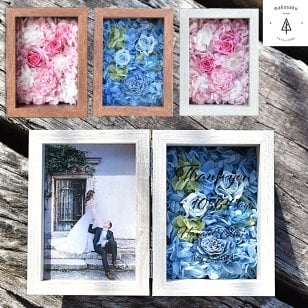 【Flowerbox感謝状／プリザ】子育て感謝状 フォトフレーム 送料無料 結婚 結婚式 両親に贈る プリザーブドフラワー プレゼント 父の日 母の日 ウエディング