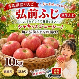 青森県産　りんご　弘前ふじ　早生ふじ　訳あり　10kg 送料無料！