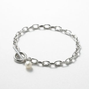 ブレスレット レディース メンズ シルバー チェーン スモール パールチャーム 大人可愛い カジュアル モード ペアアクセ LINK CHAIN SMALL PEARL CHARM BRACELET tsui ツイ